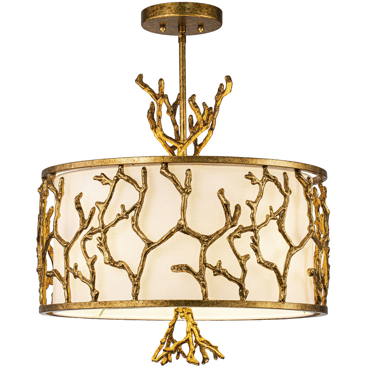 Coral 3 Light 20 inch Gold Pendant Ceiling Light